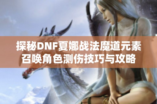 探秘DNF夏娜战法魔道元素召唤角色测伤技巧与攻略