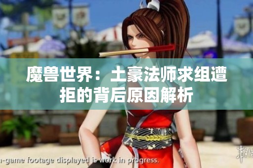 魔兽世界：土豪法师求组遭拒的背后原因解析