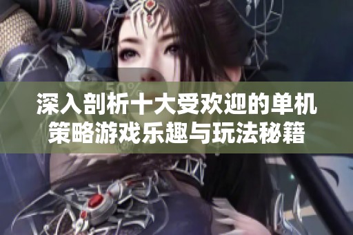 深入剖析十大受欢迎的单机策略游戏乐趣与玩法秘籍