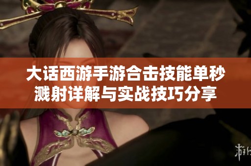 大话西游手游合击技能单秒溅射详解与实战技巧分享