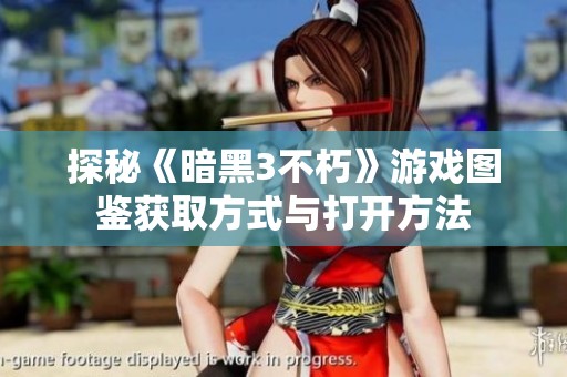探秘《暗黑3不朽》游戏图鉴获取方式与打开方法