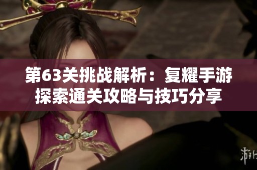 第63关挑战解析：复耀手游探索通关攻略与技巧分享