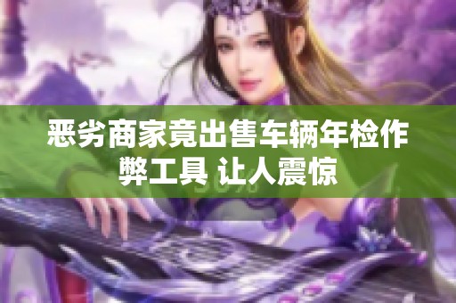 恶劣商家竟出售车辆年检作弊工具 让人震惊