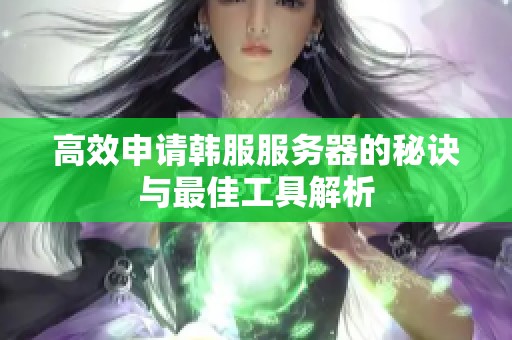 高效申请韩服服务器的秘诀与最佳工具解析