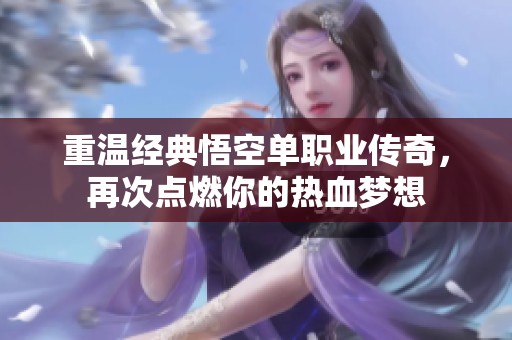 重温经典悟空单职业传奇，再次点燃你的热血梦想