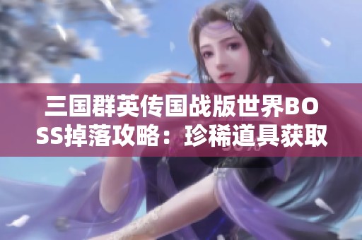 三国群英传国战版世界BOSS掉落攻略：珍稀道具获取全面解析与战斗技巧总结