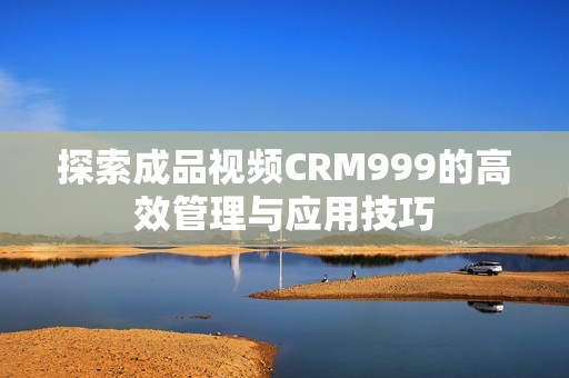 探索成品视频CRM999的高效管理与应用技巧