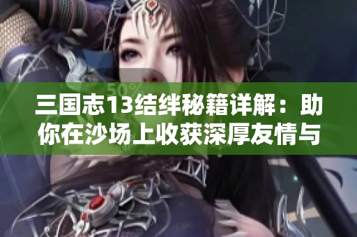 三国志13结绊秘籍详解：助你在沙场上收获深厚友情与情感故事