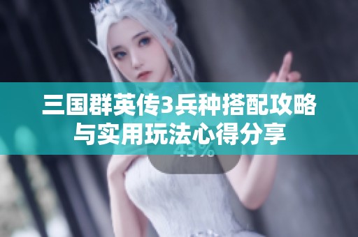 三国群英传3兵种搭配攻略与实用玩法心得分享