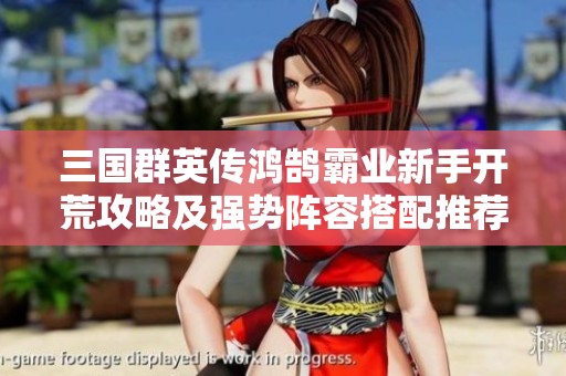 三国群英传鸿鹄霸业新手开荒攻略及强势阵容搭配推荐