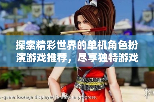 探索精彩世界的单机角色扮演游戏推荐，尽享独特游戏体验