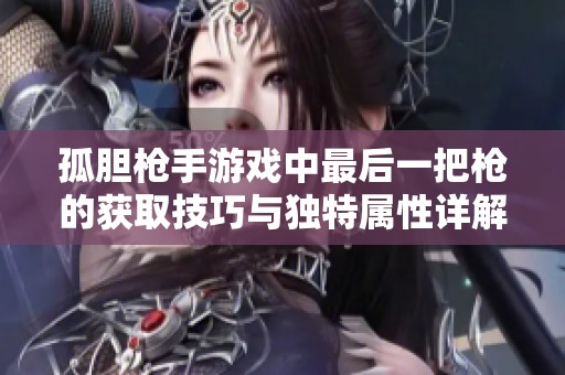 孤胆枪手游戏中最后一把枪的获取技巧与独特属性详解