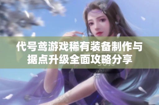 代号鸢游戏稀有装备制作与据点升级全面攻略分享