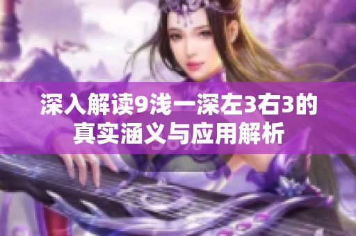 深入解读9浅一深左3右3的真实涵义与应用解析