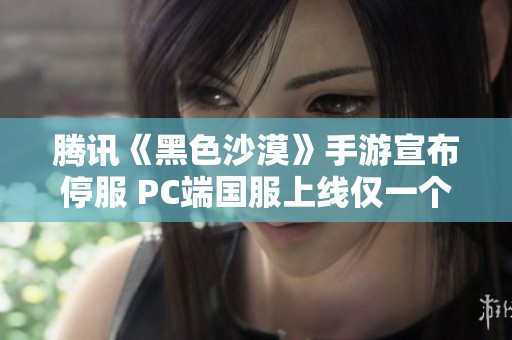 腾讯《黑色沙漠》手游宣布停服 PC端国服上线仅一个月受影响