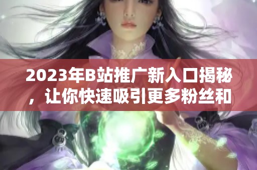 2023年B站推广新入口揭秘，让你快速吸引更多粉丝和流量