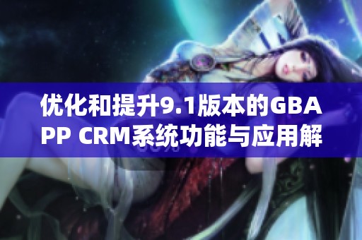 优化和提升9.1版本的GBAPP CRM系统功能与应用解析