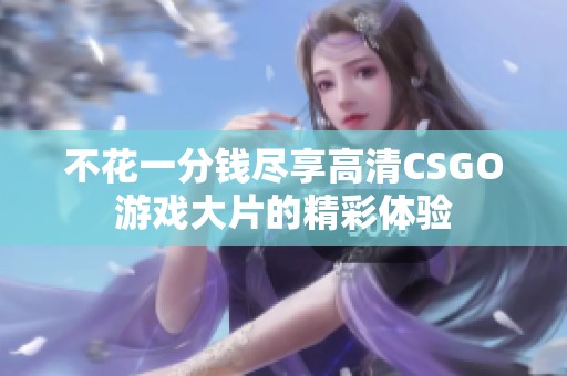 不花一分钱尽享高清CSGO游戏大片的精彩体验