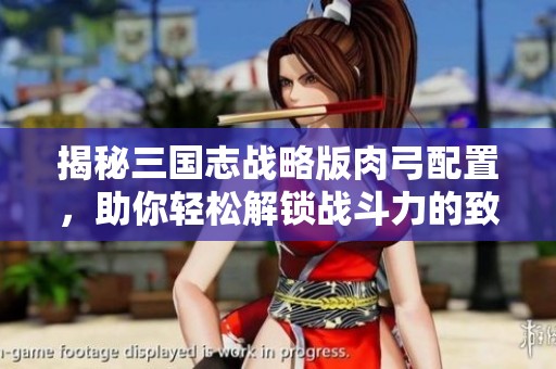 揭秘三国志战略版肉弓配置，助你轻松解锁战斗力的致胜秘笈