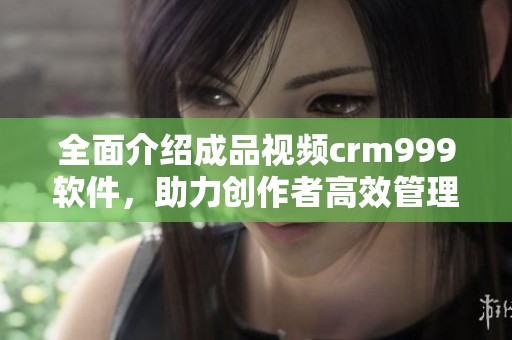全面介绍成品视频crm999软件，助力创作者高效管理视频项目